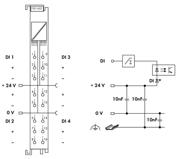 Moduł 4DI 24V DC 0,2ms 750‑1423 - obrazek 3