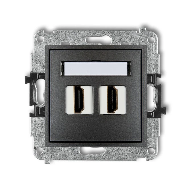MINI Mechanizm gniazda podwójnego HDMI 2.0 grafitowy 11MHDMI‑4 - obrazek 1