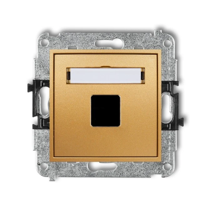 MINI Mechanizm gniazda multimedialnego pojedynczego bez modułu (standard Keystone) złoty 29MGM‑1P - obrazek 1