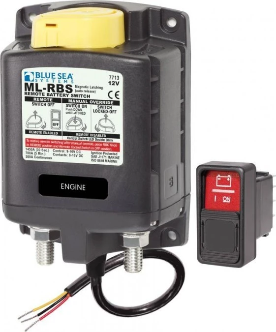 ML‑RBS zdalny wyłącznik akumulatora Blue Sea ze zwalnianiem ręcznym i auto 12V DC 500A - obrazek 1