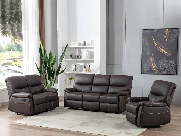 Kanapa 2-osobowa z funkcją relax z ekoskóry , kolor brązowy CANBY 141527 Kanapa 2-osobowa z funkcją relax z ekoskóry , kolor brązowy CANBY 141527
