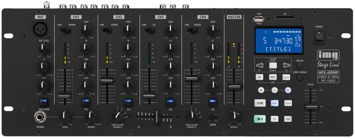 Mikser stereo dla DJ, z wbudowanym odtwarzaczem MP3 MPX‑40DMP - obrazek 1