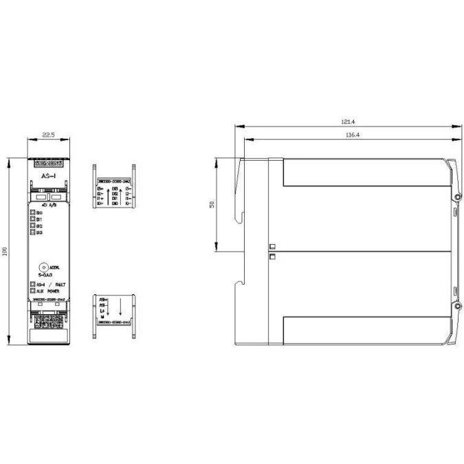 Moduł kompaktowy AS‑I SIMLINE IP20 A/B‑SLAVE CYFROWY 4 WEJ 3RK2200‑2CG00‑2AA2 - obrazek 2