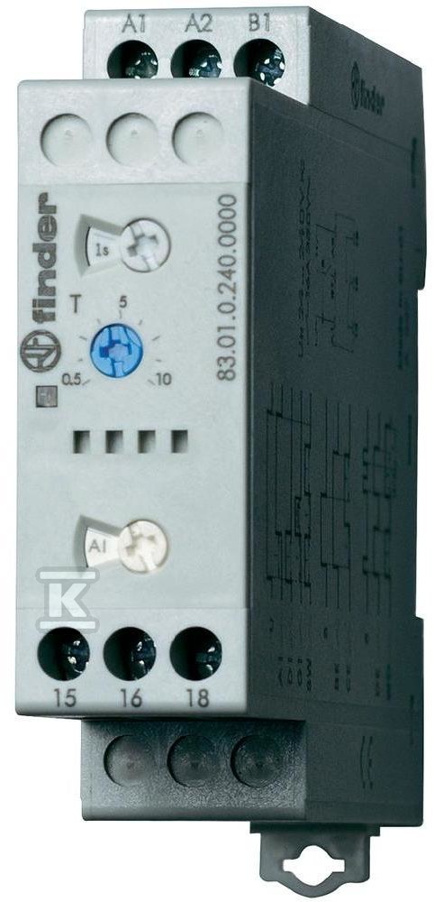 Modułowy przekaźnik czasowy - wielofunkcyjny, 24-240V AC/DC, na szynę DIN 83.01.0.240.0000 - obrazek 1