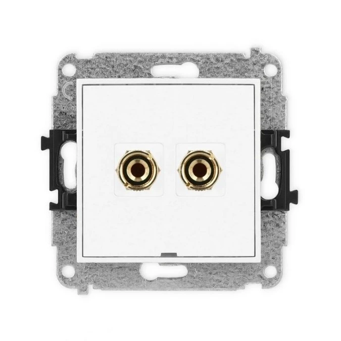 MINI Mechanizm gniazda głośnikowego pojedynczego, bez pola opisowego (typu banan ‑ czerwony i czarny, pozłacany, 4 mm2, do lutow - obrazek 1