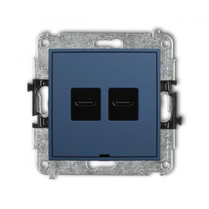 MINI Mechanizm ładowarki USB podwójnej 2xUSB C, 30W max., bez pola opisowego navy blue 64MCUSBBO‑9 - obrazek 1