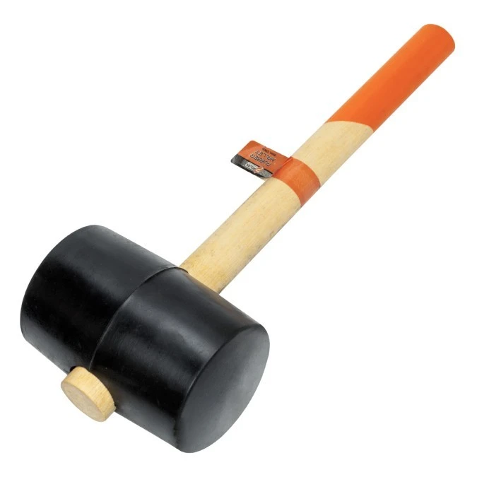 Młotek gumowy , czarny z drewnianą rączką 80 mm 1200 g (39‑006) - obrazek 1