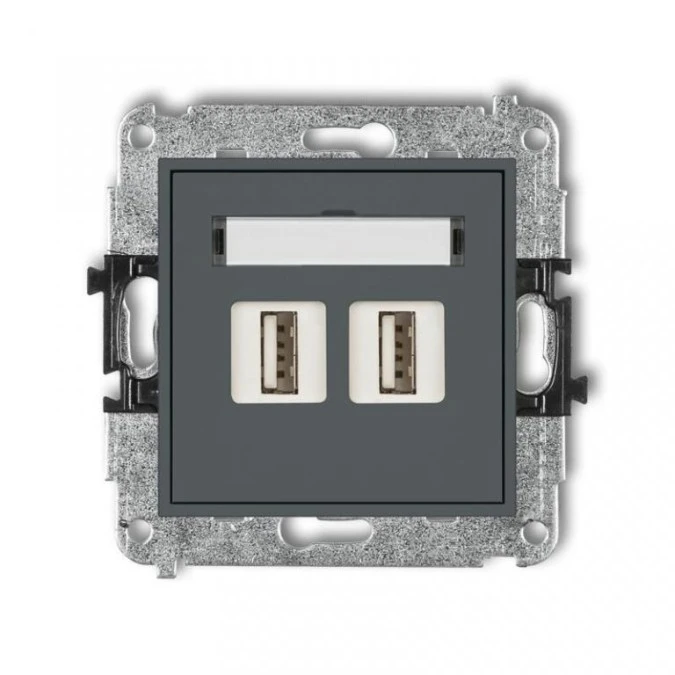 MINI Gniazdo podwójne 2xUSB‑AA 2.0 grafitowy mat 28MGUSB‑2 - obrazek 1