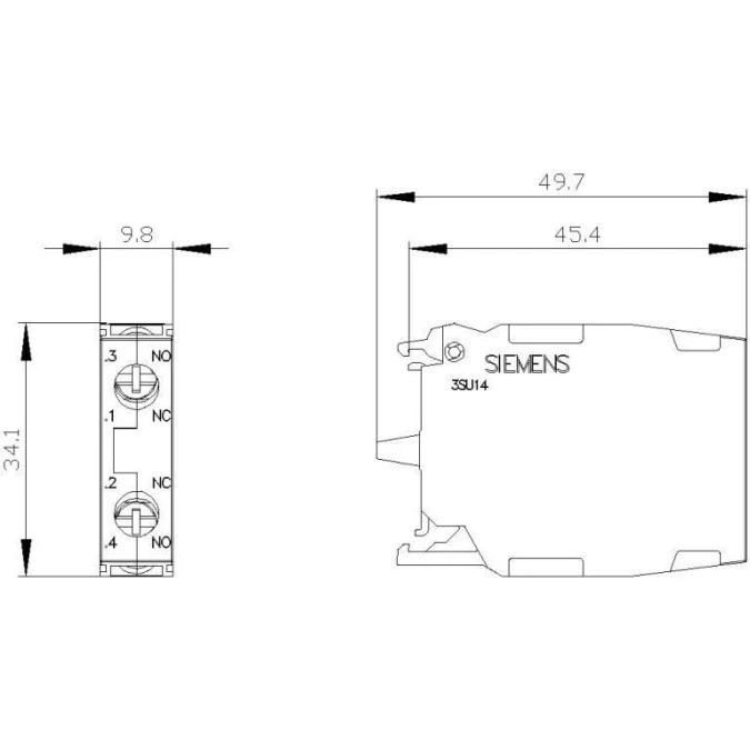 Moduł kontaktowy z 2 elementami kontaktowymi, 1 NO+1 NC, 3SU1400‑1AA10‑1QA0 - obrazek 2