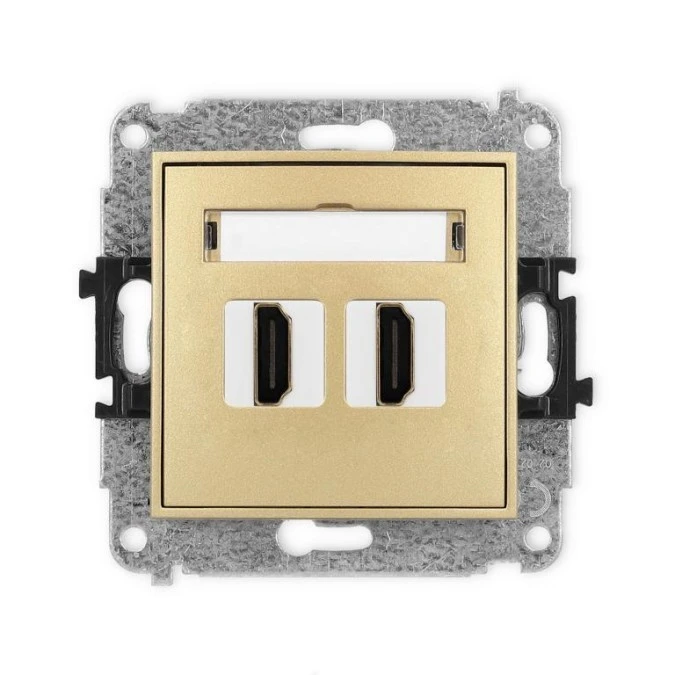 MINI Mechanizm gniazda podwójnego HDMI 2.1, 8K złoty 29MHDMI‑6 - obrazek 1