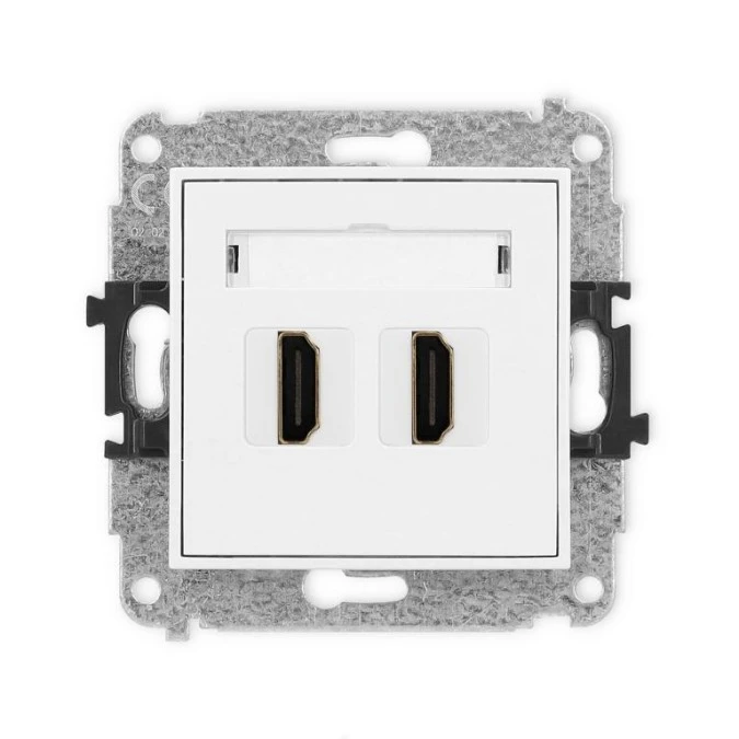 MINI Mechanizm gniazda podwójnego HDMI 2.1, 8K biały mat 25MHDMI‑6 - obrazek 1
