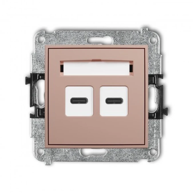 MINI Mechanizm ładowarki USB podwójnej 2xUSB C, 30W max. łososiowy 62MCUSB‑9 - obrazek 1
