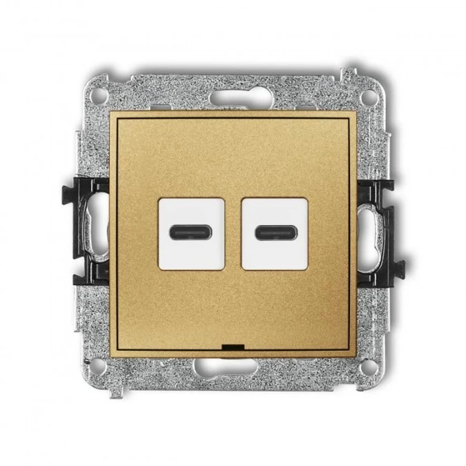 MINI Mechanizm ładowarki USB podwójnej 2xUSB C, 30W max., bez pola opisowego złoty 29MCUSBBO‑9 - obrazek 1