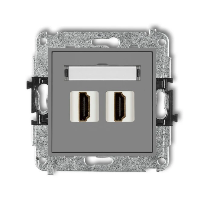MINI Mechanizm gniazda podwójnego HDMI 2.0 szary mat 27MHDMI‑4 - obrazek 1