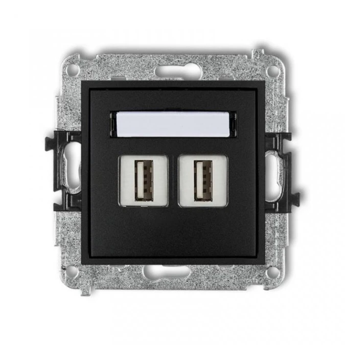 MINI Gniazdo podwójne 2xUSB‑AA 3.0 czarny mat 12MGUSB‑6 - obrazek 1