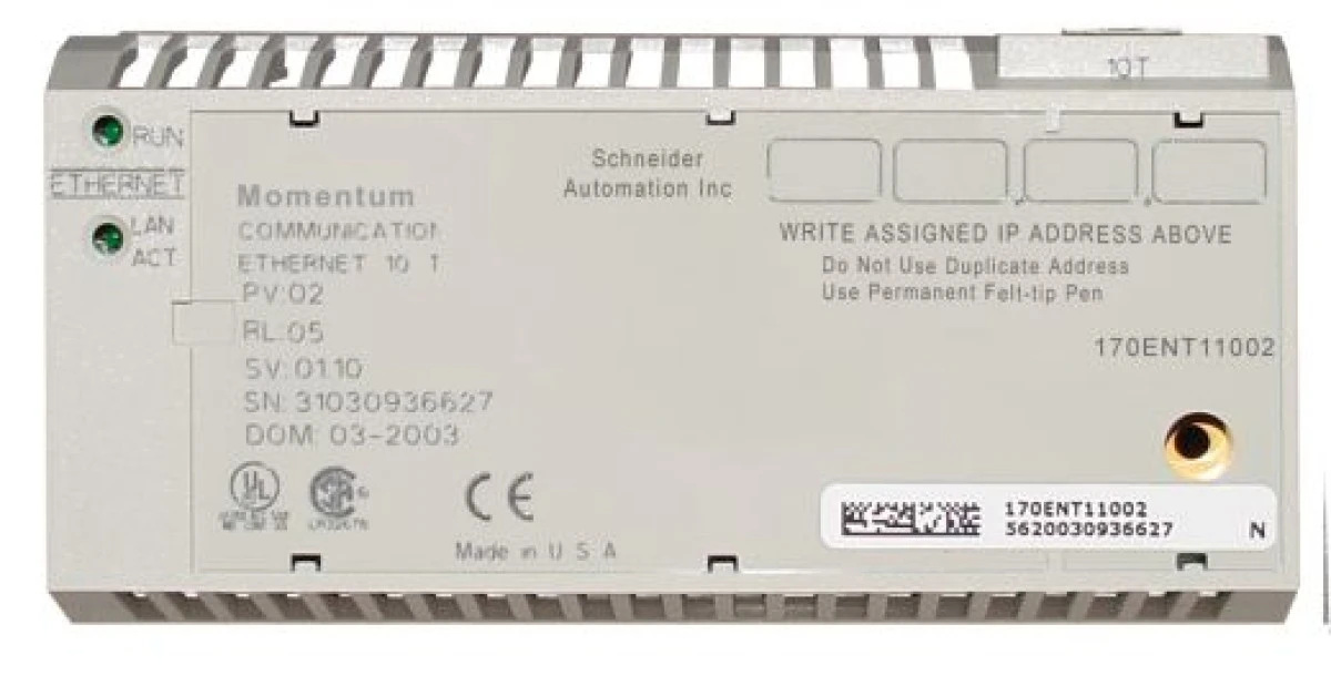 Modicon Momentum, adapter komunikacyjny Ethernet, 10 Mbit/s 170ENT11002 - obrazek 1