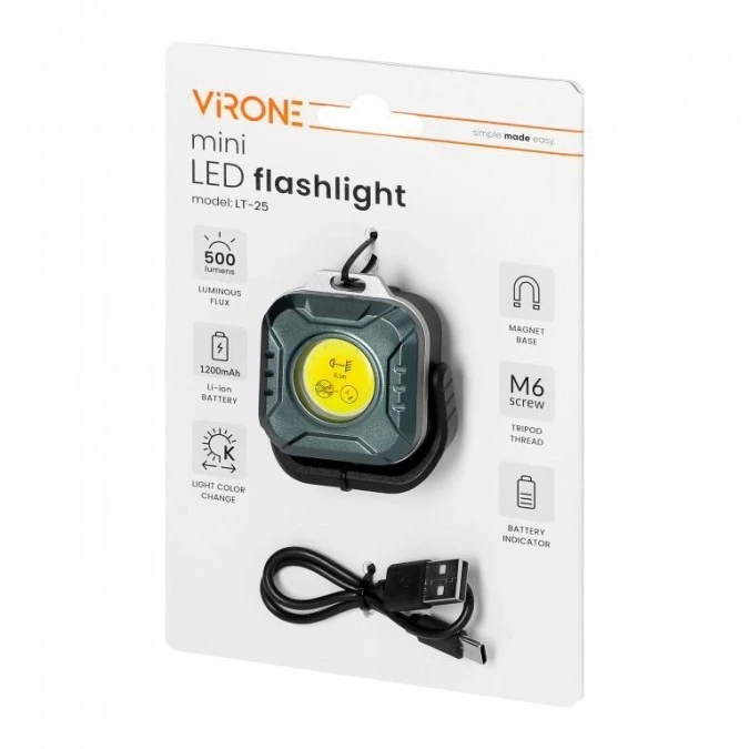 Mini latarka LED COB, 500lm, 1200mAh, CCT,LT‑25 - obrazek 3