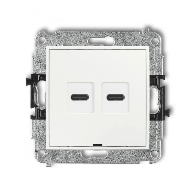 MINI Mechanizm ładowarki USB podwójnej 2xUSB C, 30W max., bez pola opisowego biały mat 25MCUSBBO‑9 - obrazek 1