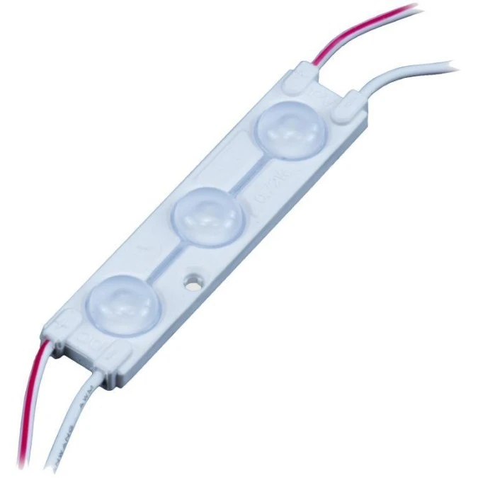 Moduł oświetleniowy 3x LED SMD 0,72W 12V 83lm/W niebieski z taśmą samoprzylepną IP67 MW‑MLD‑2835‑3B‑LENS