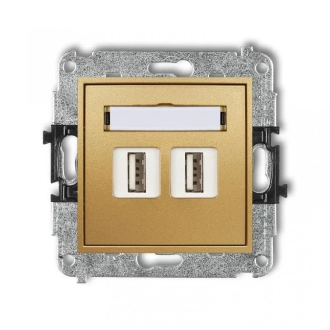 MINI Gniazdo podwójne 2xUSB‑AA 2.0 złoty 29MGUSB‑2 - obrazek 1