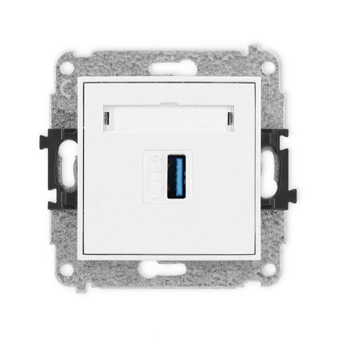MINI Mechamizm gniazda pojedynczego USB A‑A 3.0 biały mat 25MGUSB‑5 - obrazek 1