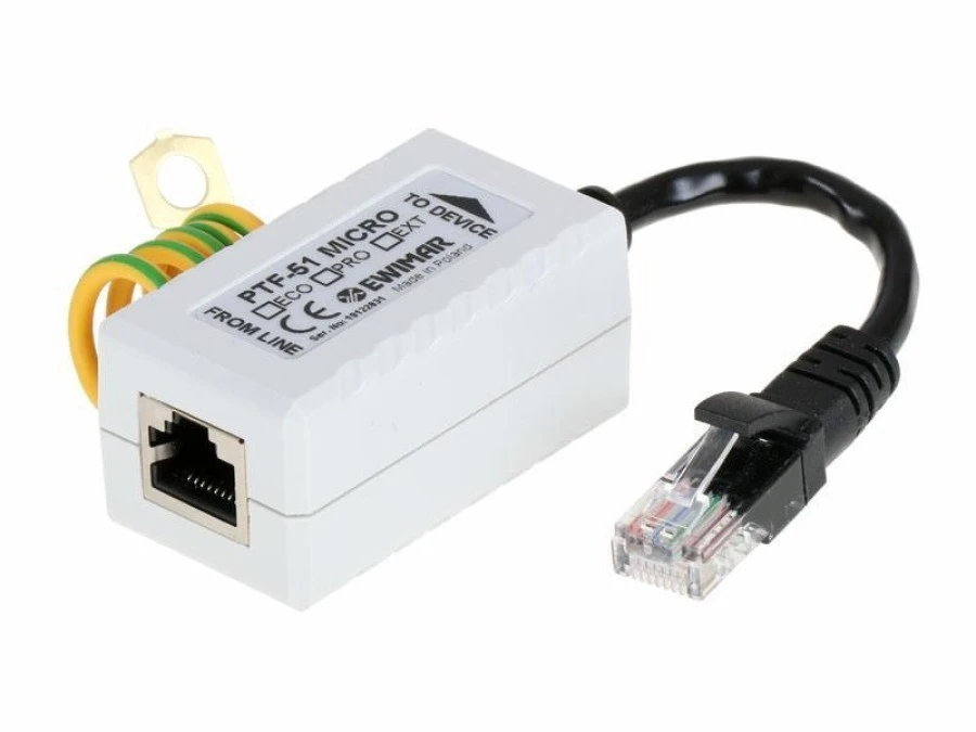 Miniaturowy ogranicznik przepięć do ochrony sieci LAN, EWIMAR PTF‑51‑PRO/PoE/Micro