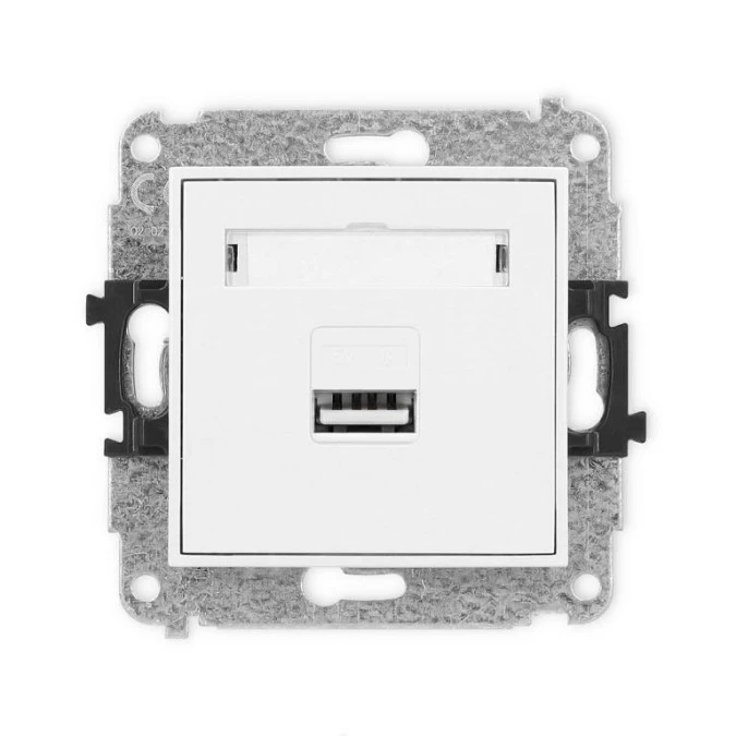 MINI Mechanizm ładowarki USB pojedynczej, 5V, 1A biały mat 25MCUSB‑1 - obrazek 1