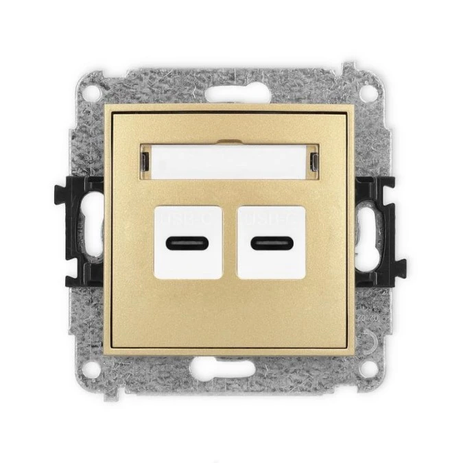 MINI Mechanizm ładowarki USB podwójnej 2xUSB C, 30W max. złoty 29MCUSB‑9 - obrazek 1