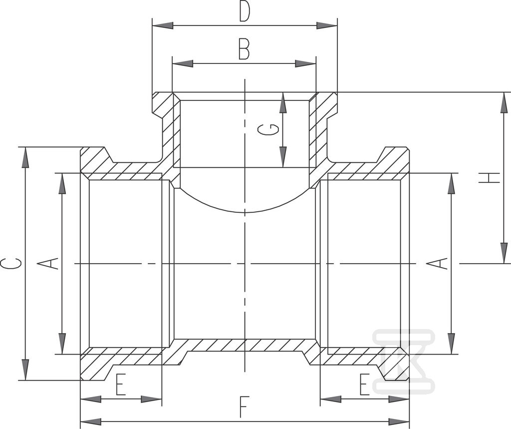 Trójnik redukcyjny mosiężny 3/4"x1/2"x3/4" chrom T08C - obrazek 2