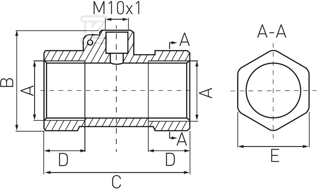 Trójnik mosiężny 3/4"x1/4" SGT2 - obrazek 2