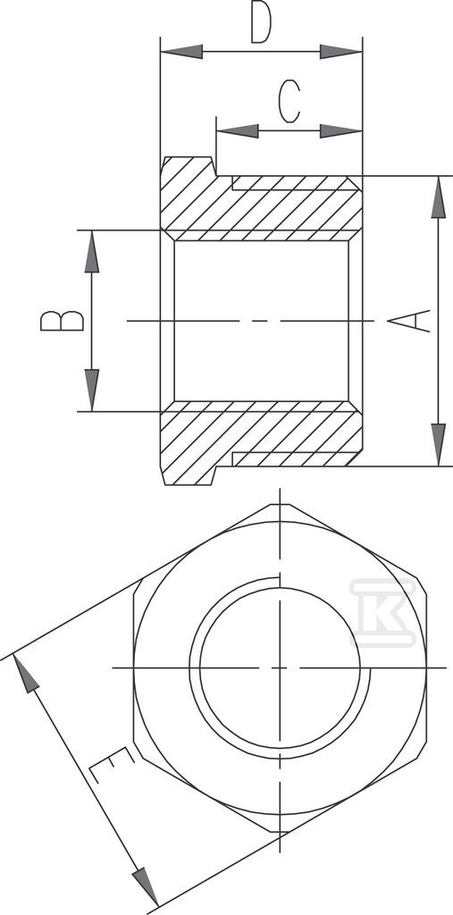 Redukcja mosiężna 1/2"x1/4" żółta R01Z - obrazek 2