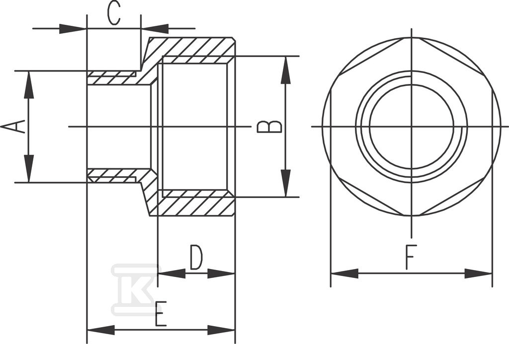 Redukcja 3/8"x1/4" nakrętno-wkrętna żółta RN01Z - obrazek 2