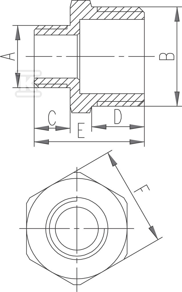 Nypel redukcyjny mosiężny 1/2"x1/4" żółty N09Z - obrazek 2