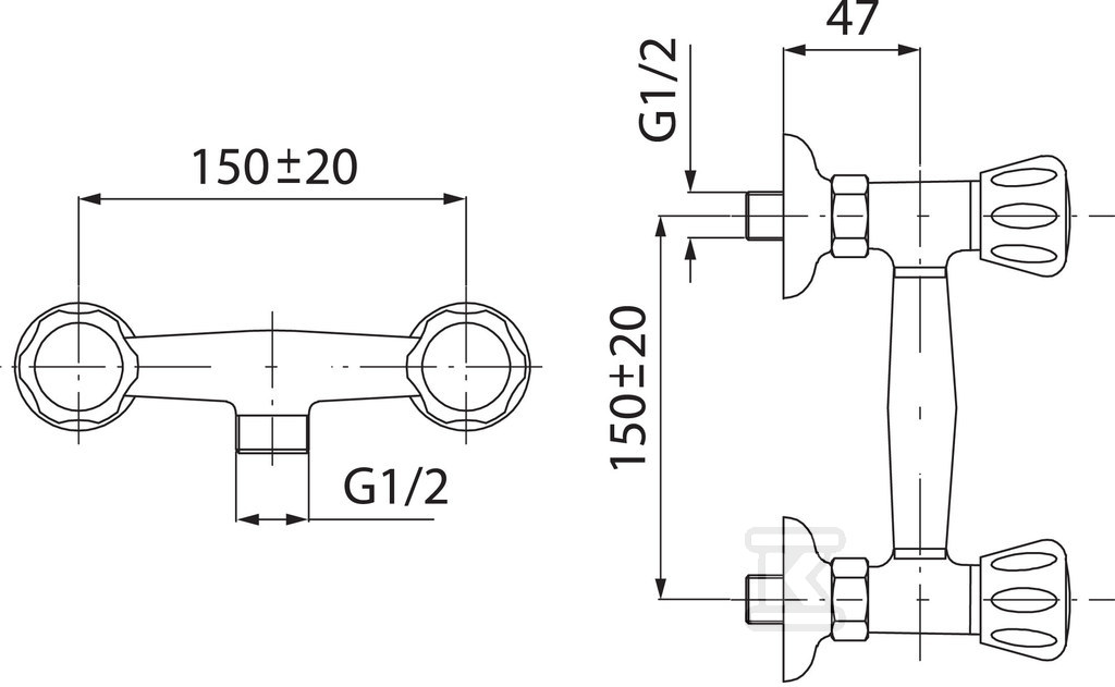 Bateria prysznicowa Standard ścienna, chrom BST77 - obrazek 2