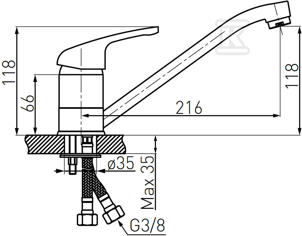 Bateria zlewozmywakowa Freya stojąca, piasek BFR4S - obrazek 2