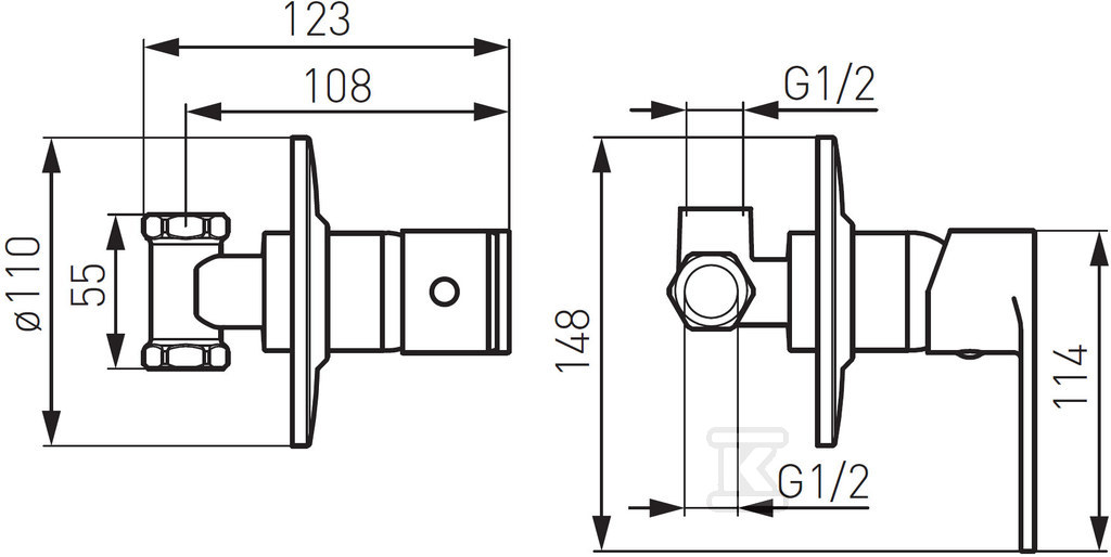Bateria prysznicowa Algeo podtynkowa 1-Funkcyjna, chrom BAG7PA - obrazek 2