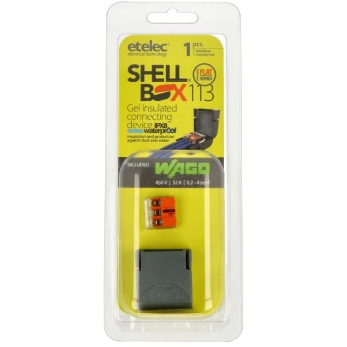 Mufa kablowa żelowa wielokrotnego użytku na 1 złączkę 0,2‑4mm2 hermetyczna IPx8 ShellBOX MJBF‑113 - obrazek 1