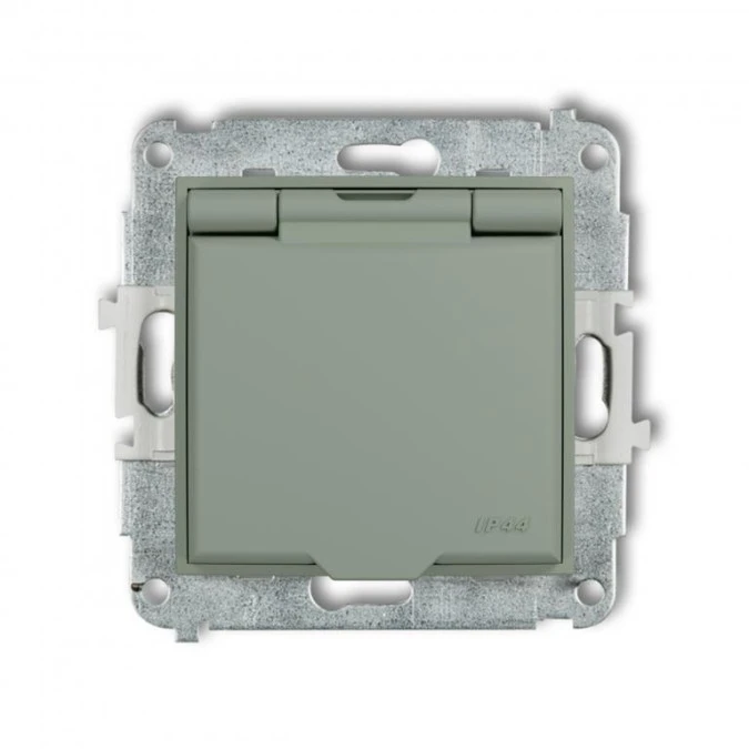 MINI Mechanizm gniazda bryzgoszczelnego z uziemieniem 2P+Z (klapka szałwiowa, przesłony torów prądowych) szałwiowy 61MGPB‑1zp - obrazek 1