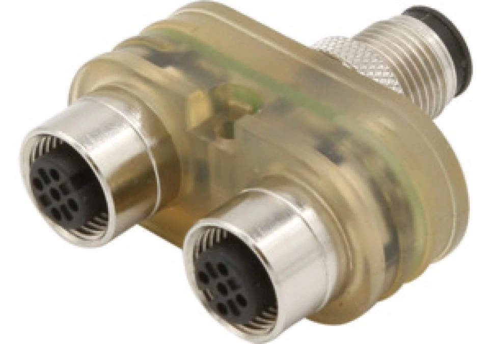 Moduł logiczny OR 20x43x42mm 10‑30VDC gniazdo czujnika M12 wtyk kontrolny M12 3P IP67 VL170122 - obrazek 1