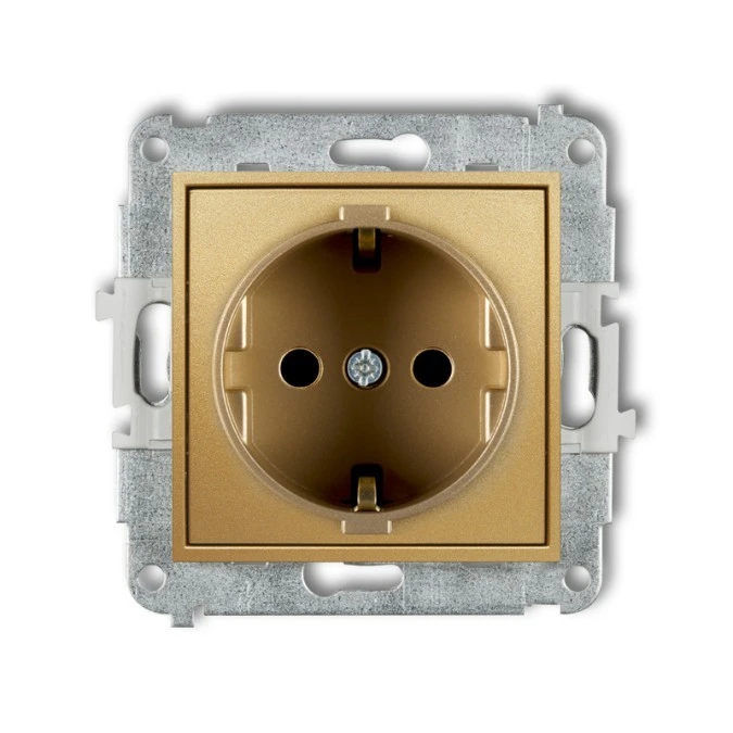 MINI Mechanizm gniazda pojedynczego z uziemieniem SCHUKO 2P+Z (przesłony torów prądowych) złoty 29MGP‑1sp - obrazek 1