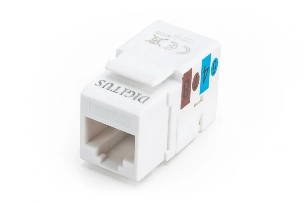 Moduł (gniazdo) keystone RJ45 (8P8C) kat.5e, UTP, nieekranowany, narzędziowy, biały DN‑93501 - obrazek 2