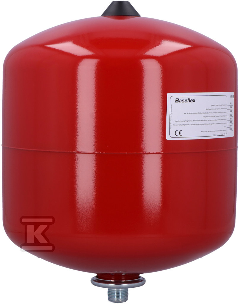 Naczynie wzbiorcze przeponowe BASEFLEX-18, 18L, 1.5/6 bar / 70 st., przyłącze gwintowane G3/4"M, k.czerwony RAL 3002, do instalacji grzewczych i chłodniczych, wiszące 25302 - obrazek 1