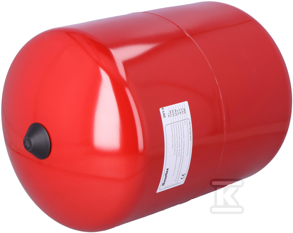 Naczynie wzbiorcze przeponowe BASEFLEX-25, 25L, 1.5/6 bar / 70 st., przyłącze gwintowane G3/4"M, k.czerwony RAL 3002, do instalacji grzewczych i chłodniczych, wiszące 25303 - obrazek 1
