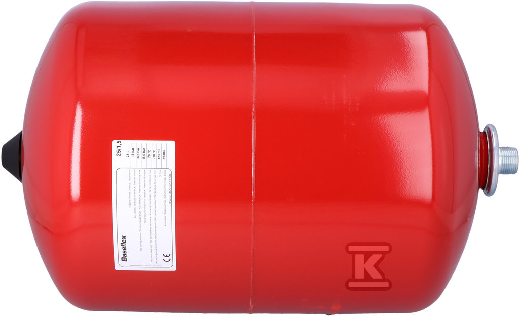 Naczynie wzbiorcze przeponowe BASEFLEX-25, 25L, 1.5/6 bar / 70 st., przyłącze gwintowane G3/4"M, k.czerwony RAL 3002, do instalacji grzewczych i chłodniczych, wiszące 25303 - obrazek 2