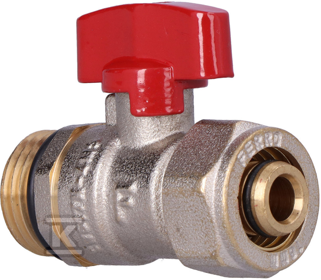 Kurek kulowy do rur wielowarstwowych 16x2mm, wkrętny, czerwony uchwyt, 1/2 cala, F-Comfort KNPEX16 - obrazek 2