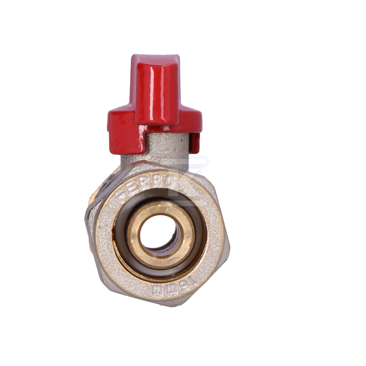 Kurek kulowy do rur wielowarstwowych 16x2mm, wkrętny, czerwony uchwyt, 1/2 cala, F-Comfort KNPEX16 - obrazek 3