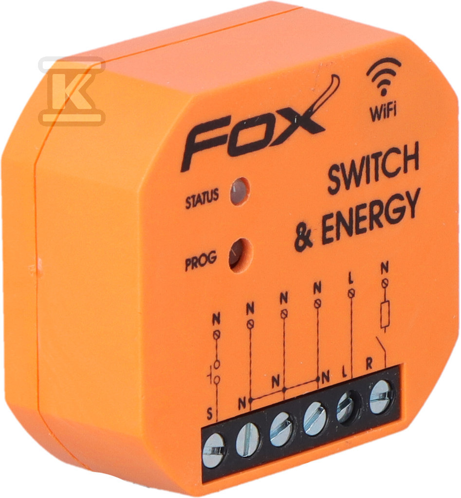 Przekaźnik pojedynczy Wi-Fi 230V SWITCH ENERGY FOX - z funkcją monitorowania parametrów sieci WI-R1S1-P - obrazek 2