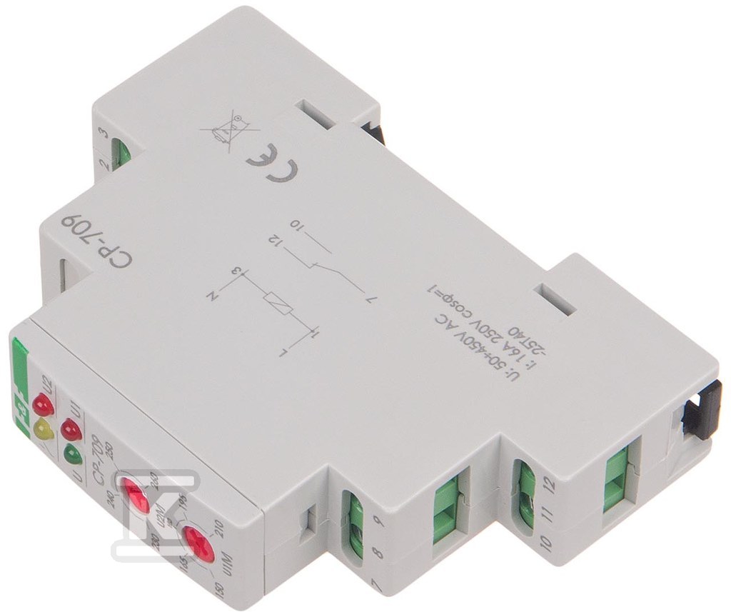 Przekaźnik napięciowy CP-709 jednofazowy, Un=450V+N, I=16A, 1 moduł - obrazek 3