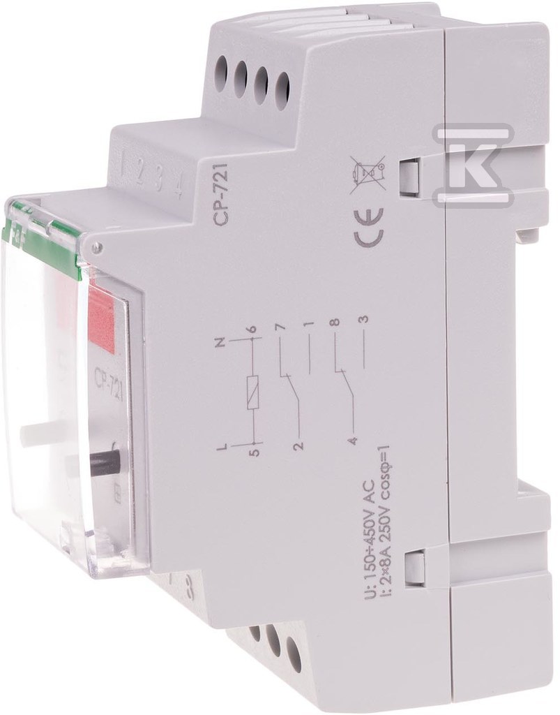 Przekaźnik napięciowy CP-721 z wyświetlaczem, programowalny programowalny jednofazowy Un=450V+N Imax=30A 2 moduły - obrazek 2