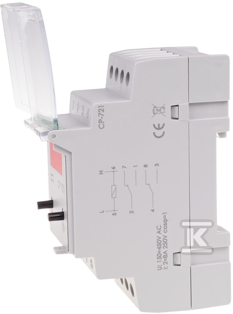 Przekaźnik napięciowy CP-721 z wyświetlaczem, programowalny programowalny jednofazowy Un=450V+N Imax=30A 2 moduły - obrazek 3
